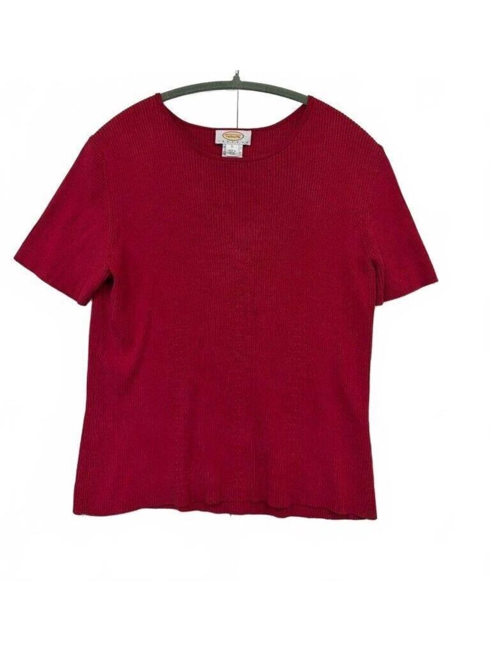 Talbots Petites Women’s Large Red Silk Blend Short Sleeve Sweater Top